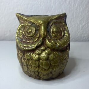 Vintage 1970’s Brutalist Brass Owl Figurine Mid-Century Modern Paperweight 2.75”
